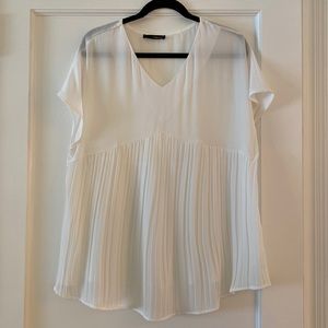 White Flowy Top with Pleats